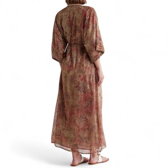 NWT Raga Zuri Long Sleeve Maxi Gold Metallic Dress Oversized Size M $245 MSRP - Picture 2 of 14